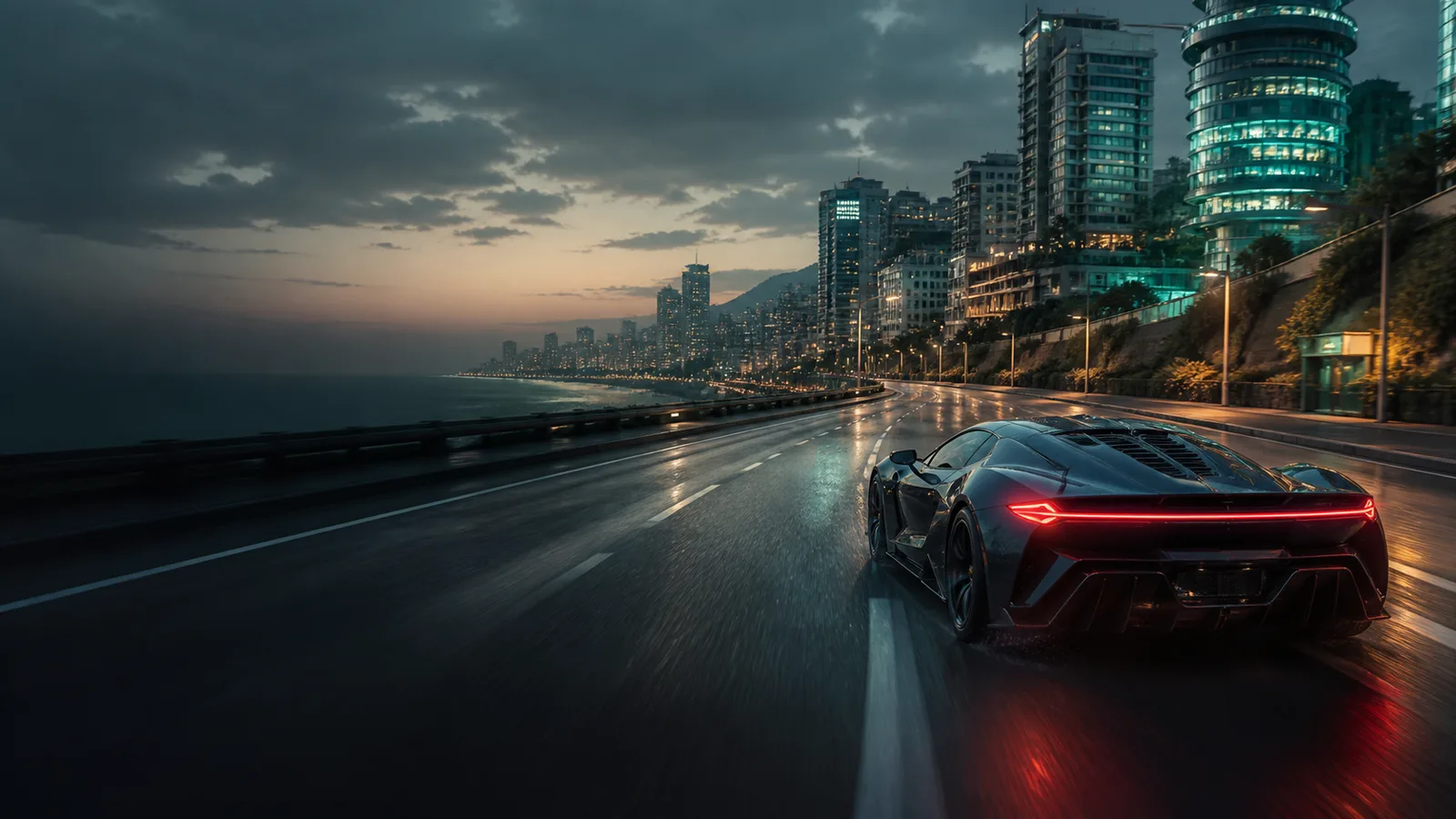 Futuristic racing gameplay with a Synchra stream widget overlay